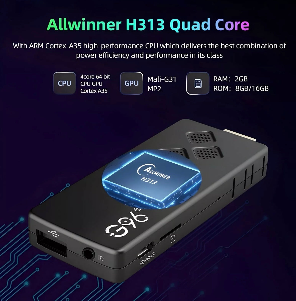 G96 TV Mini 4K HD Android TV Stick Quad-Core 2.4G/5G WIFI Smart TV Stick