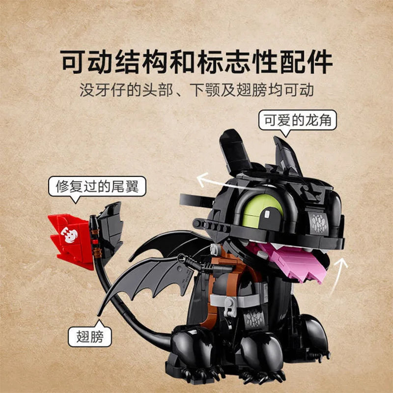 How To Train Your Dragon: Toothless Building Set – 784 PCS Model Kit for Adults