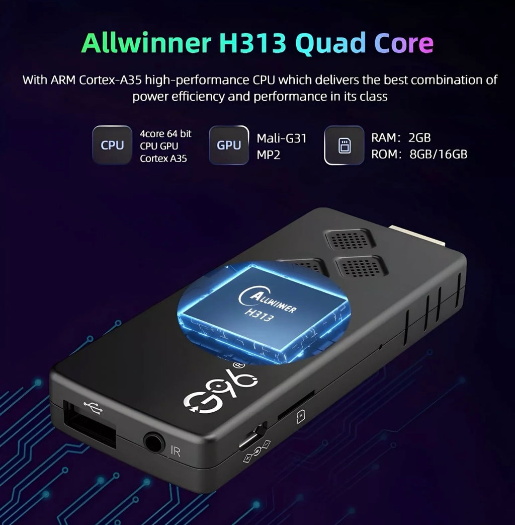 G96 TV Mini 4K HD Android TV Stick Quad-Core 2.4G/5G WIFI Smart TV Stick